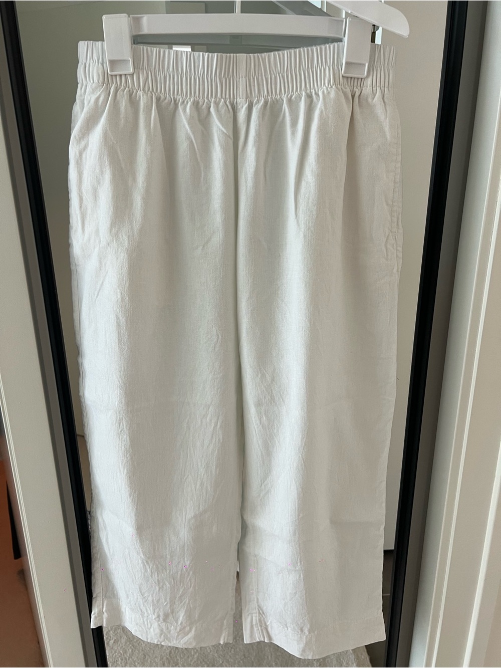Old Navy White Linen High Rise Straight Pant
